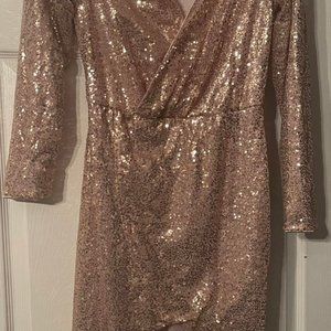 WOMEN'S SEQUIN SHORT DRESS goldish color sz. L .  like new